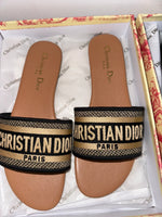 Paris Dway Embroidered Slide- Tan (preorder)