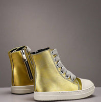 Kids Rick Owens Like High Top Sneakers- Gold