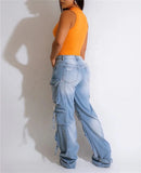 High Rise Cargo Jeans