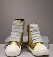 Kids Rick Owens Like High Top Sneakers- Gold