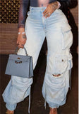 High Rise Cargo Jeans