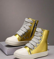 Kids Rick Owens Like High Top Sneakers- Gold