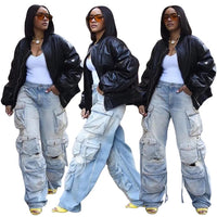 High Rise Cargo Jeans