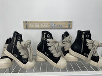 Overstock Agent Rick Owens High Top Sneaker Thick Laces- Black
