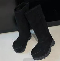 Alaska Fur Tall Boots- Black