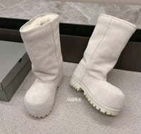 Alaska Fur Tall Boots- White
