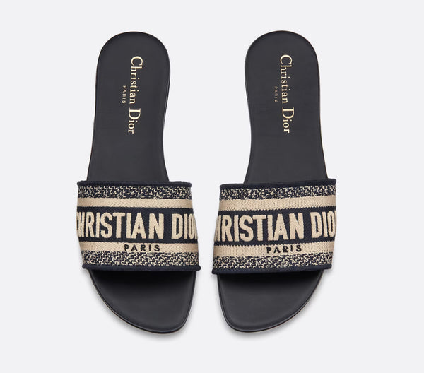 Paris Dway Embroidered Slide- Black (preorder)