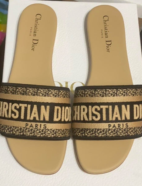 Paris Dway Embroidered Slide- Tan (preorder)