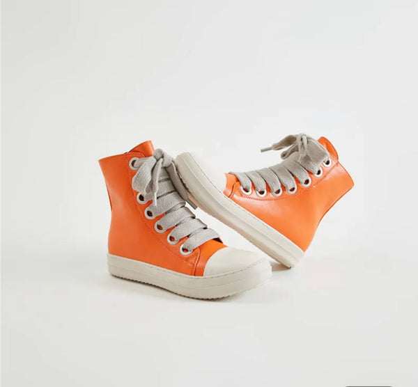 Agent Rick Owens High Top Sneaker Thick Laces- Orange