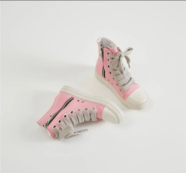 Agent Rick Owens High Top Sneaker Thick Laces- Pink