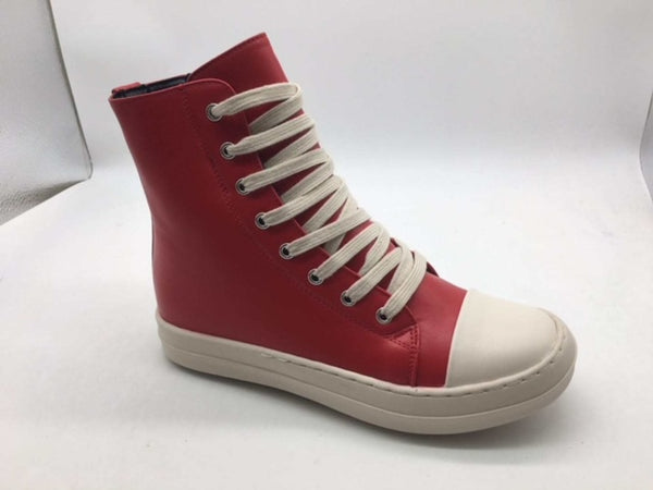 Agent Rick Owens High Top Sneaker Small Laces- Red