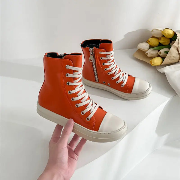 Agent Rick Owens High Top Sneaker Small Laces- Orange