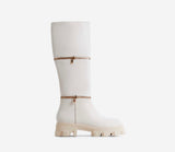 Zip Chunky Mid Calf Boot Cream