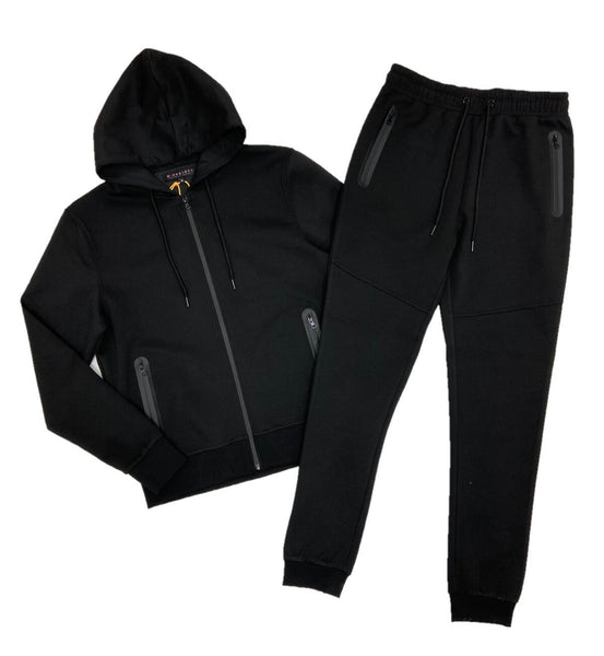 Black Mens Jogger Tech Set